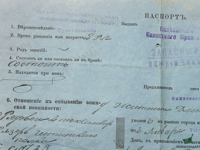 Один из видов Паспорт временный сроком на 1 год, Россия - Увеличенное изображение