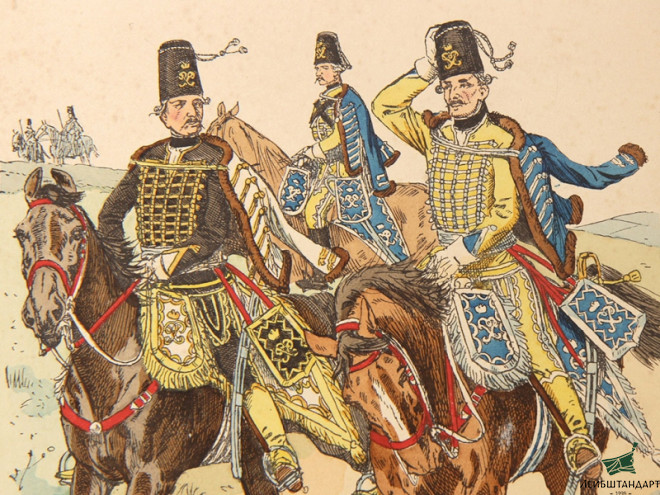 Изображение Гравюра на меди "Униформы гусарских полков 1762 года", Российская Империя - Увеличенное изображение